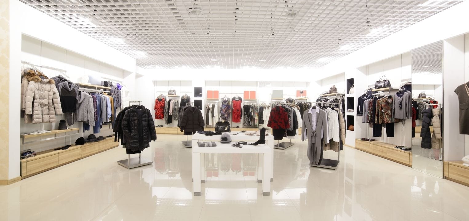 brand new interior of cloth store