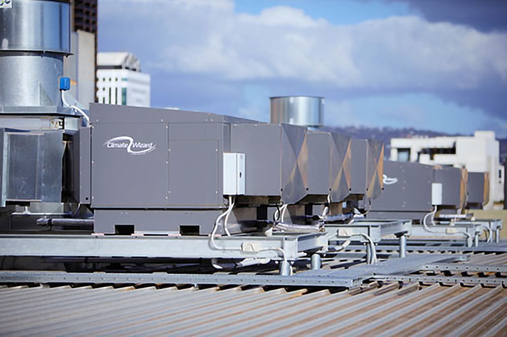 Climate Wizard H15 Commercial Evaporative Coolers on Building Rooftop