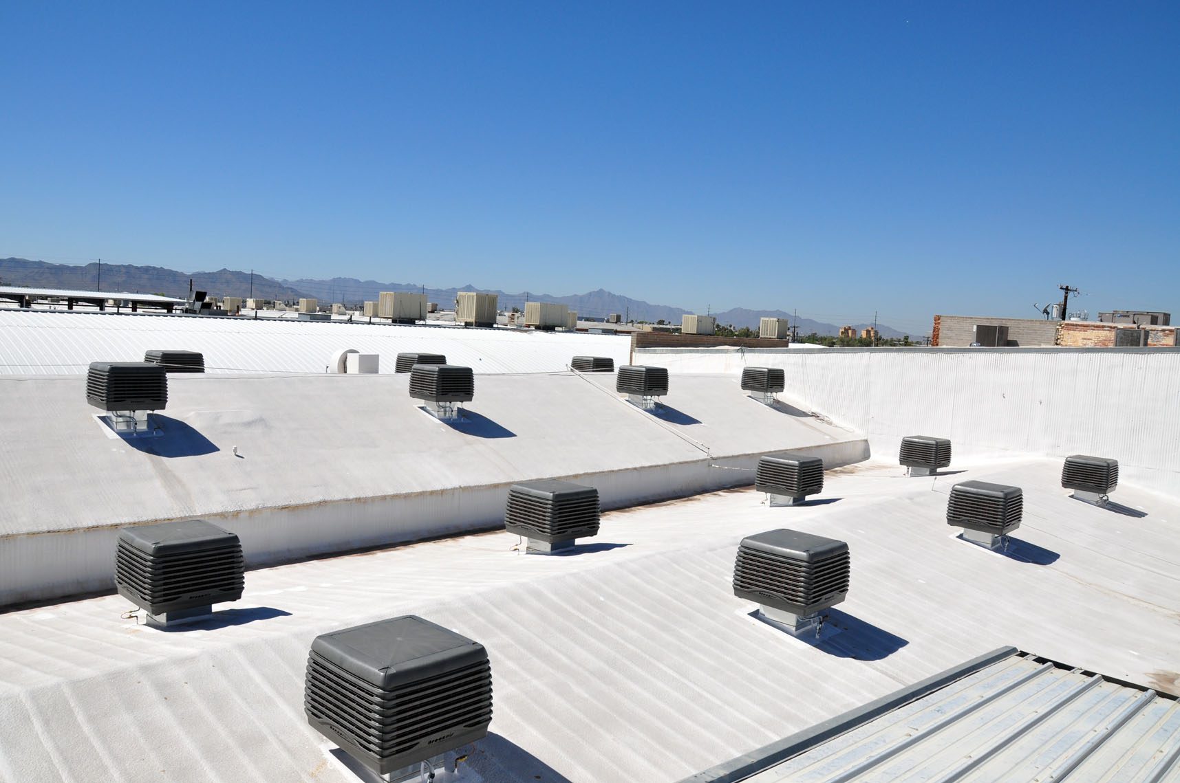 Breezair evaporative coolers on Phoenix Arizona top of roof