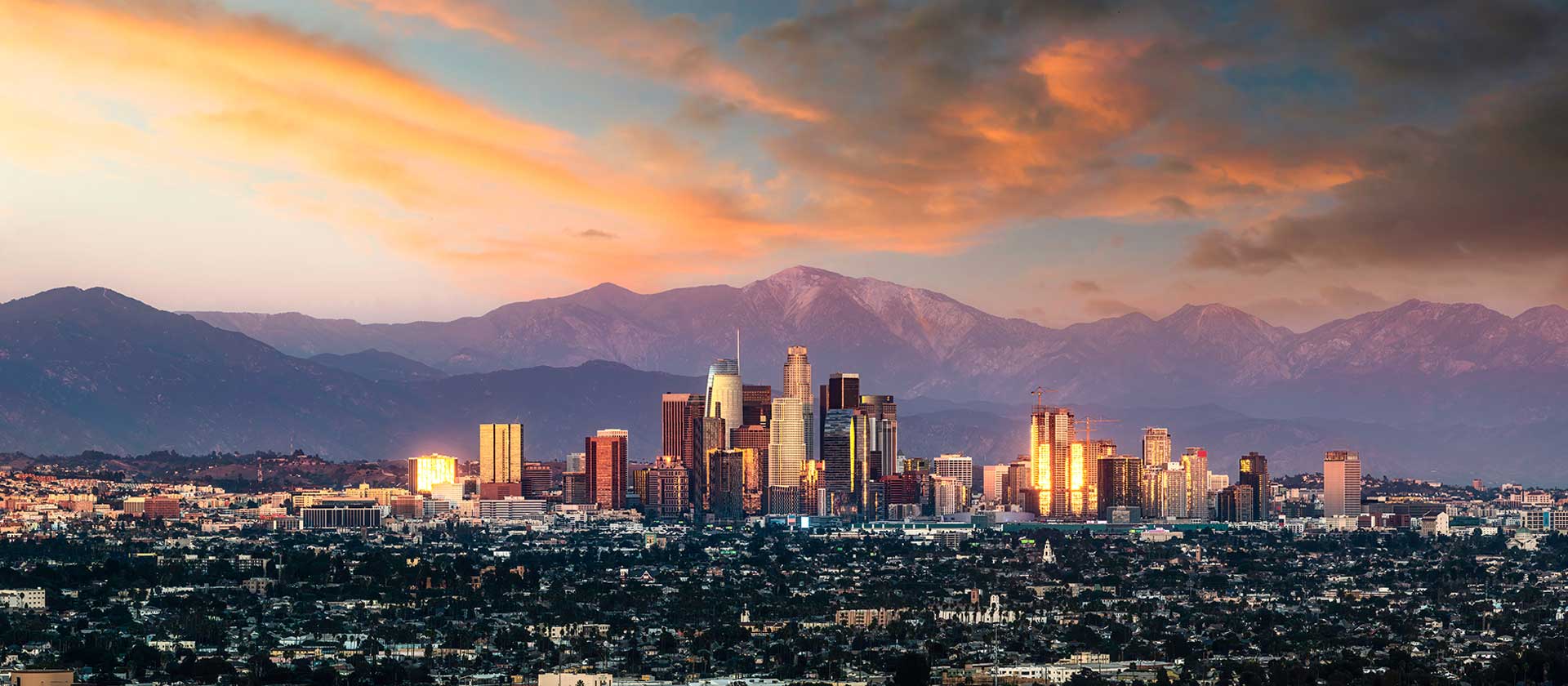 Striking sunset in Los Angeles, California