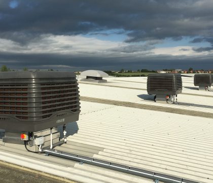 Breezair Evaporative Coolers on Bluetree Print Shop in Rotherham, UK Breezair Evaporative Coolers on Bluetree Print Shop in Rotherham, UK