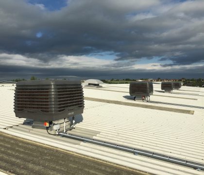 Breezair Evaporative Coolers on Bluetree Print Shop in Rotherham, UK Breezair Evaporative Coolers on Bluetree Print Shop in Rotherham, UK